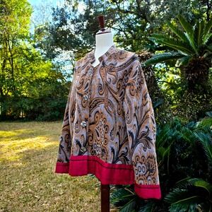IVY Paisley Boho Chic Tapestry Carpet Jacket Blazer Women's‎ XL 100% Cotton